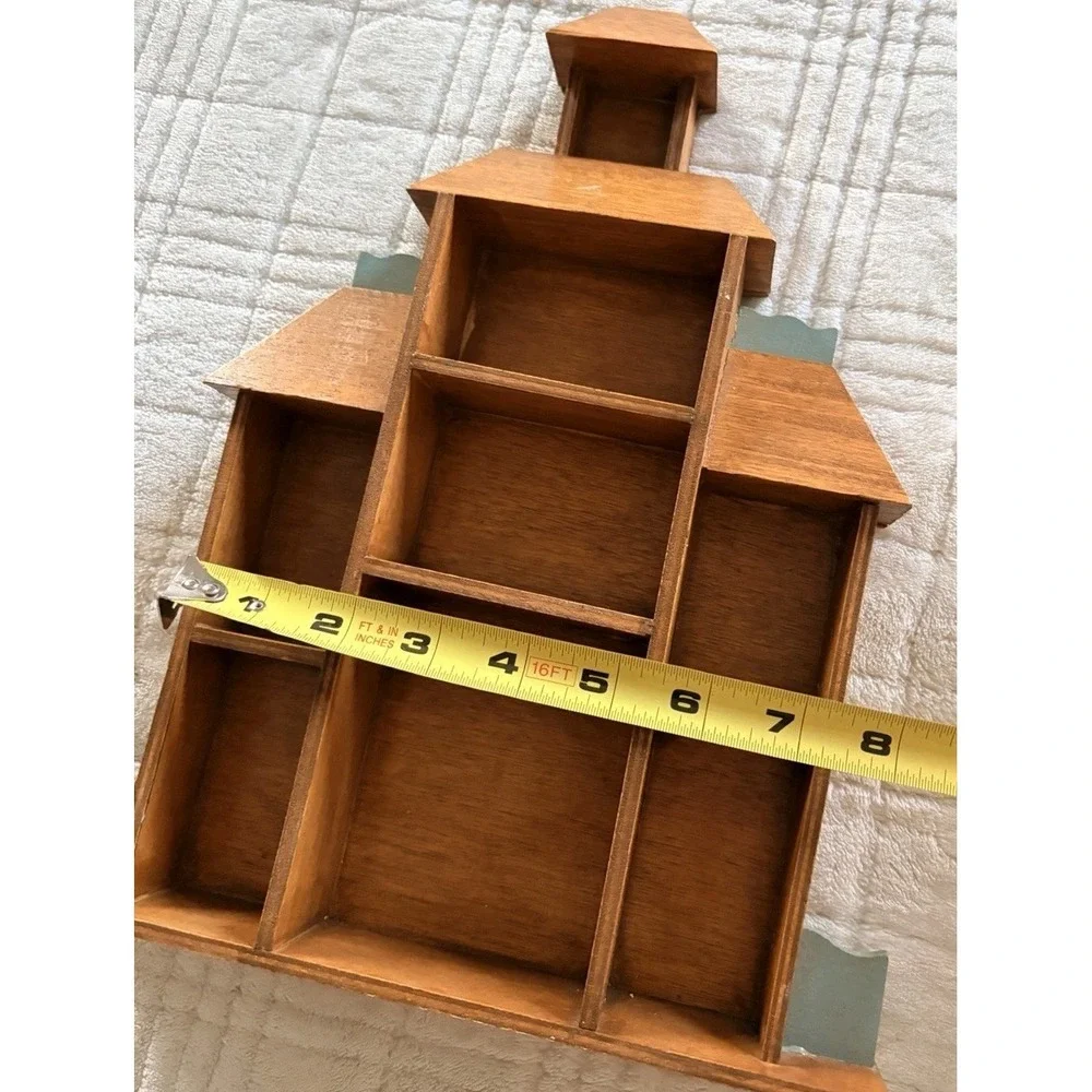 Vintage Display Shelf Wooden House Shadow Box KnickKnack Miniatures Trinkets 12